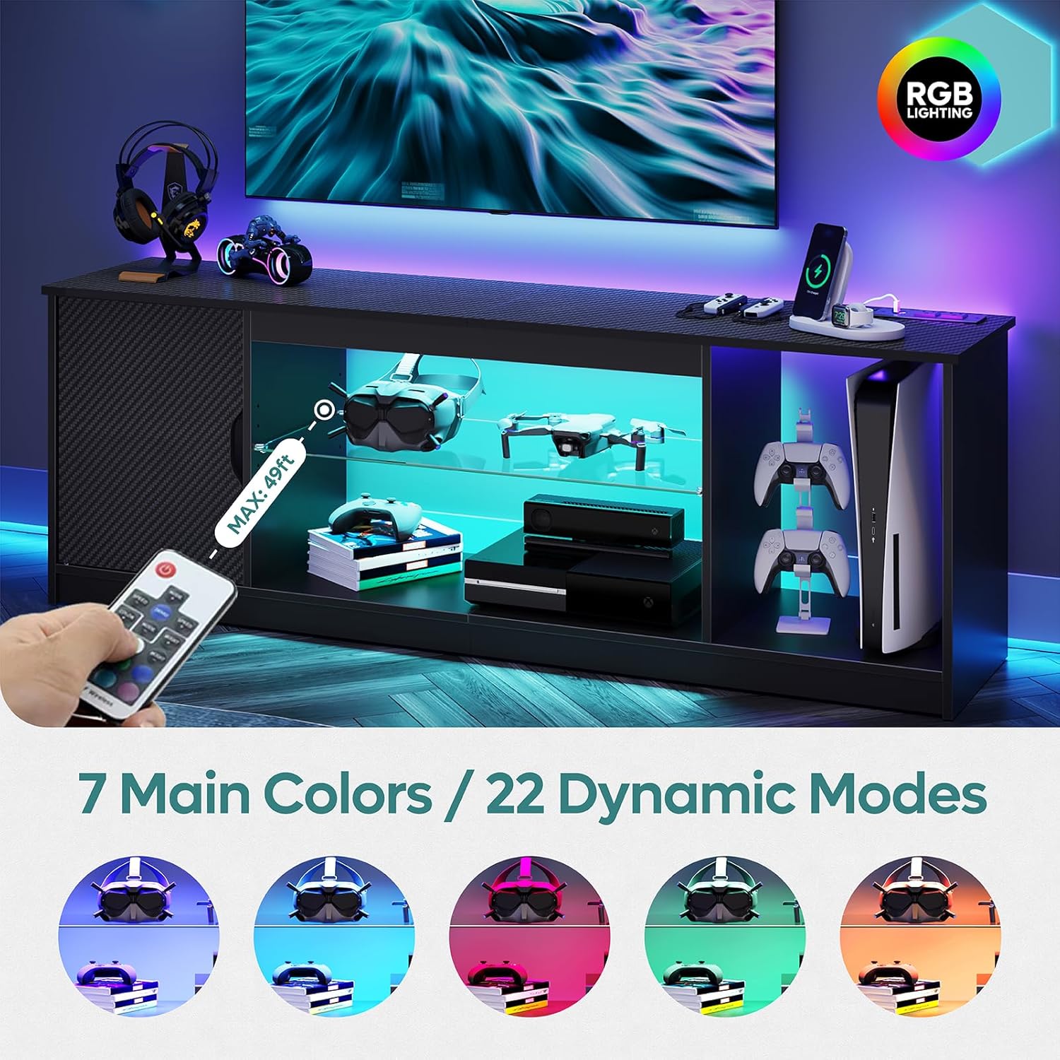 حامل تلفزيون مع منافذ طاقة، وح - مراجعة Gaming Console Room وسعره