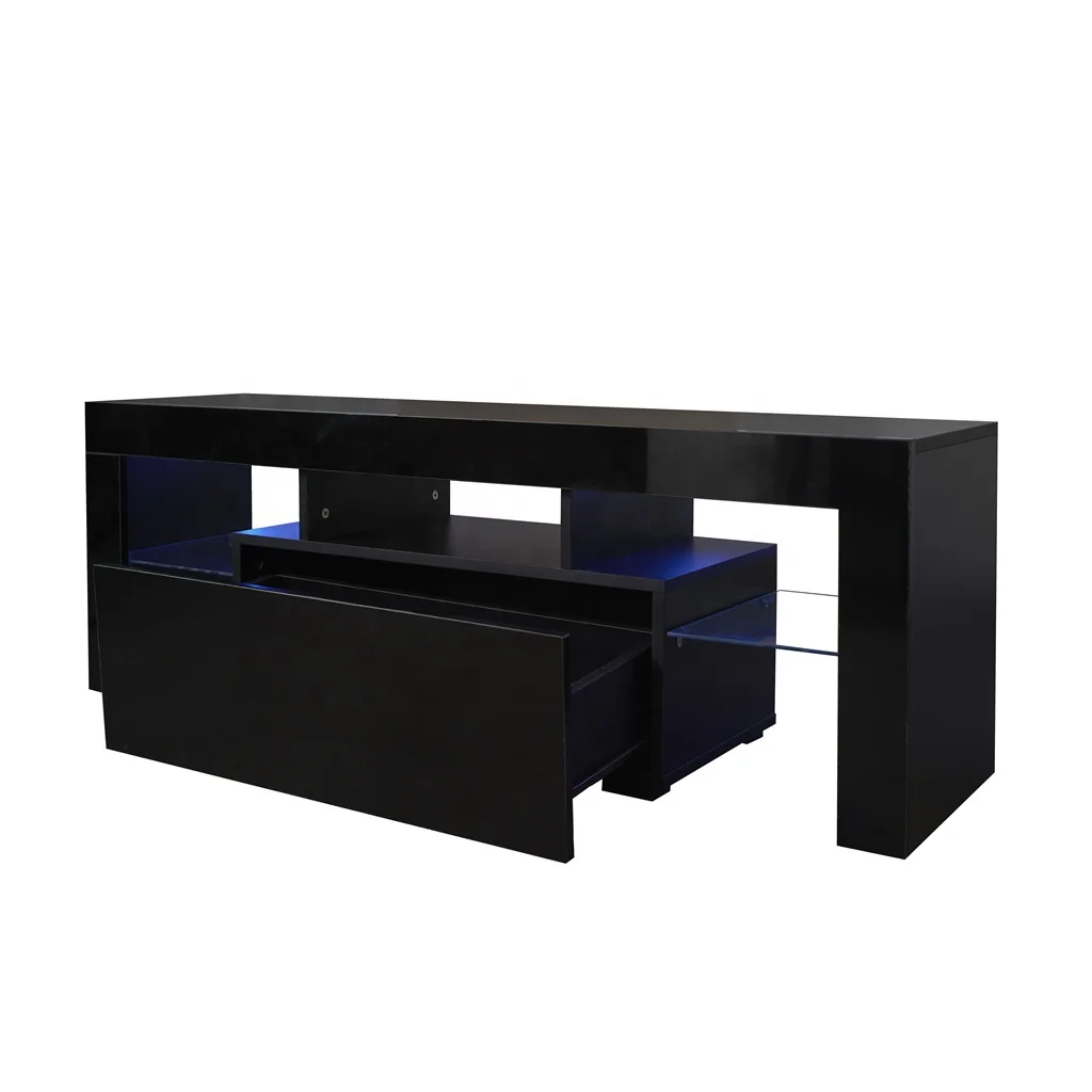 # حامل تلفزيون أسود مع أضواء L - مراجعة Gaming Console Room وسعره